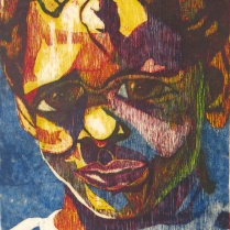 Barret in Three Color, 1992; Woodcut; Image: 36 x 24 inches