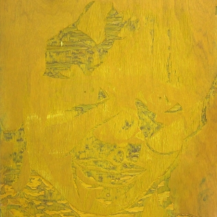 Barret in Three Color, 1992; Woodcut matrix; Image size: 1016 x 608 mm