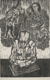Mort Baranoff; The Artist's Image, 1961; woodcut; 762x493mm
