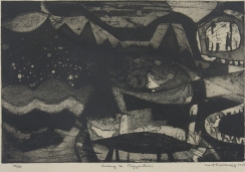 Mort Baranoff; Sailing to Byzantium, 1959; etching, aquatint; 305x453mm